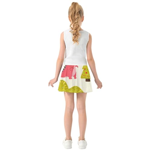 Joisal Cute Christmas Dinosaurs Kids Tennis Skirts Cartoon Girls Skorts Athletic Shorts Pleated Skort 4t4
