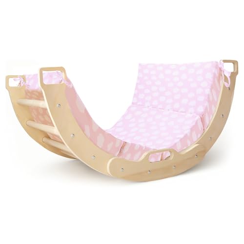 Image of HOMBYS Foam Cushion for Climbing Arch, Thick & Fluffy Rocker Pillow for Toddlers Arch Climbing, Floor Lounger Seats Pillow, Floor Cushion Toddler Nap Mat, Bed Floor Pillow for Kids, Pink