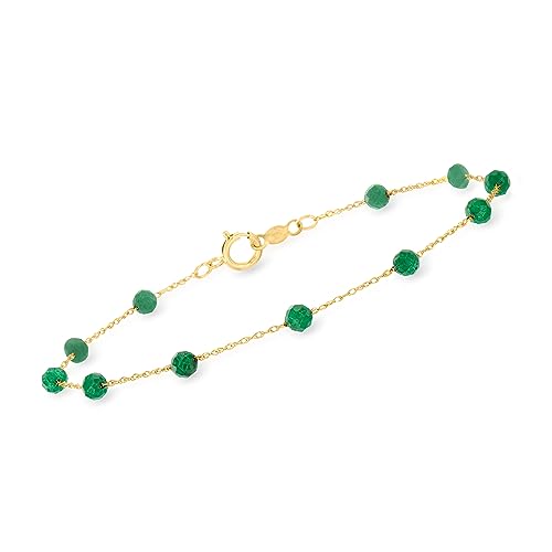 Pure Collection by Ross-Simons 1.60 ct. t.w. Emerald Bead Station Bracelet in 14kt Yellow Gold
