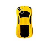 Sepvaptfx Case for iPhone 14 for Teen Boys Girls, 3D Race Sport Car Design iPhone14 Phone Cover Kids, Cute Cool Sturdy Soft iPhone 14 Cover (Yellow Car)
