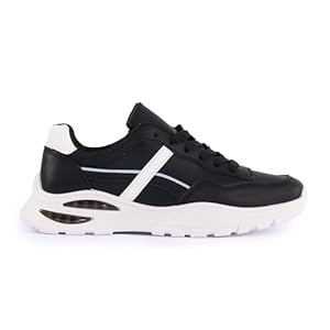 Men’s AIR Bubble Fashion Trainers, Lightweight Breathable Casual Sneakers Gym Sports Shoes, Lace Up Comfortable Durable Running Trainers, Sizes 6 to 11, Black, White, Beige