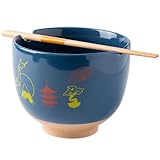 GBHOME Ceramic Ramen Bowls with Chopsticks, 20 ounce Japanese Cute Ramen Bowls Set for Ramen,Soup,Noodles, House-warming Wedding Birthday Christmas Gift, Microwave & Dishwasher Safe, 1Pcs