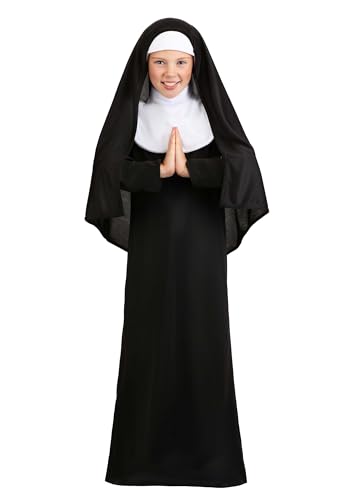 Girls Catholic Nun Costume with Dress Collar & Veil - Perfect for Church Plays & Halloween Dress-Up Fun Small