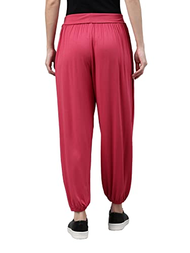 Image of GO COLORS Women Mid Rise Viscose Harem Pants | Wrinkle Free, Relaxed Fit, Free Size