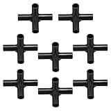 8 accesorios de PVC de 4 vías para construir soportes fuertes para plantas y marcos de jardín con material plástico ABS fiable (8 mm)
