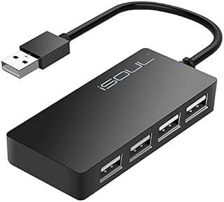 ISOUL USB Hub, 4-Port Ultra-Slim USB 2.0 Hub Portable Adapter High speed Expansion Multi USB Hub Splitter Lead Adapter Cable For PC Laptop, Desktop, PS3 PS4, Xbox, Wii, MAC, NoteBook, MacBook, NetBook
