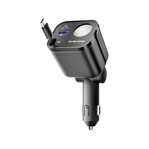 Chargeur de voiture rétractable 145W adaptateur allume-cigare 4 en 1
