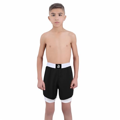 2BOLD MMA Kid’s 2 in 1 Board Shorts BJJ Built in Compression Lining Athletic Gym Boxing Jiu-Jitsu No-Gi Grappling Shorts2
