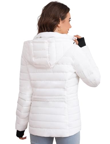 SLOWTOWN Women’s Lightweight Puffer Jacket Packable Hooded Puffer Jacket Winter Puffy Coat3