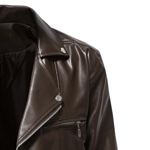 JEsilunmaMY Mens Asymmetric Zip Cropped Leather Jacket Notch Lapel Motorcycle Bomber Jacket Casual Performance Biker Coat4