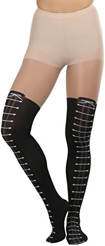 Image of ToBeInStyle Women's Full Footed Pantyhose with Thigh High Designs