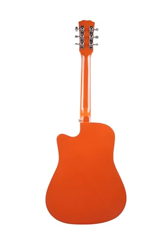 Image of Revel 38 Inch Glossy Acoustic Guitar for Beginners and Professionals with Signature Guitar Feel, Westwood Guitar Style Set with Picks. (ORANGE)