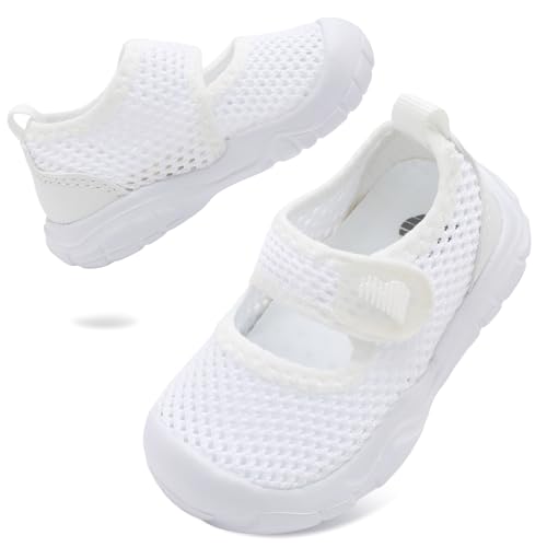 BARERUN Water Shoes for Kids Boys Girls Wide Sandals Kids Water Sandal Shoes Lightweight Barefoot Summer Shoes for Beach Swim White Size 6 Toddler
