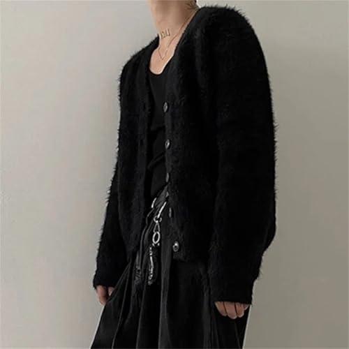 Men's Knitted Button Cardigan Sweatercoat Long Sleeve V Neck Vintage Korean Clothing4