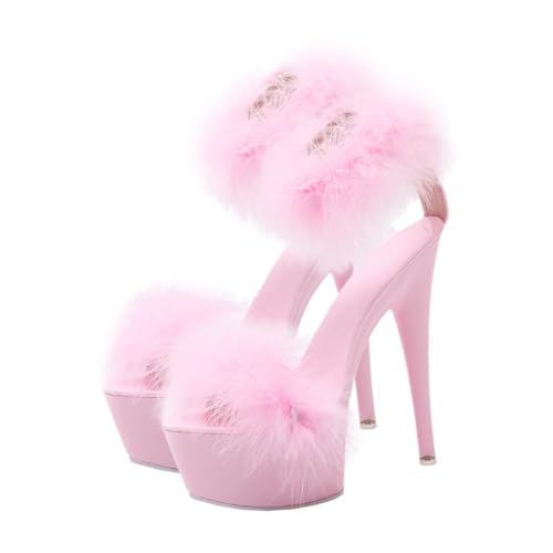 Sandales à talons hauts avec ornements de plumes confortables et stables