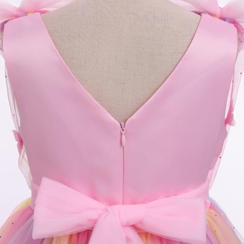 Image of IMEKIS Toddler Kids Girls Butterfly Dress Sparkle Sequins Tulle Wedding Formal Birthday Dresses 2-10T