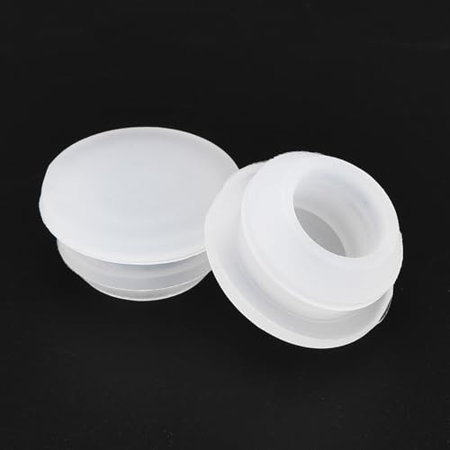 Image of MECCANIXITY 30pcs Silicone Snap in Locking Hole Plugs,10mm /0.4 Inch Mounting Diameter Narrow Groove Width 2mm Panel Seal Cover Round for Kitchen Bulkheads Waterproof Sealing Plugs Clear