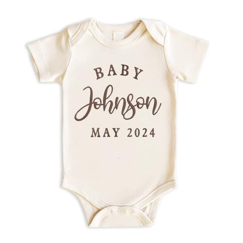 Custom Embroidered Name Baby Onesie, Baby Announcement Bodysuit, First Mother's Day