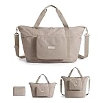 BAGSMART Foldable Travel Bag, 37L Duffle Bag for Travel, Expendable Carry on Weekender Duffel, Lightweight Personal Item Bag, Camel