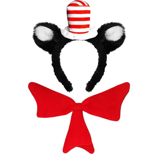 Red and White Striped Hat Headband - Cat in the Het Headband for Reading week, Halloween