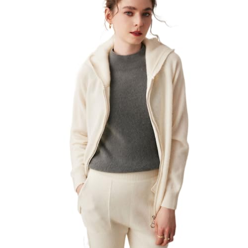 Women's Cashmere Lightweight Long Sleeves Zip-Up Hoodie Sweater