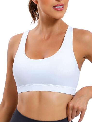 RUNNING GIRL Sports Bras for Women,Padded Strappy Sports Bras Criss-Cross Back Medium Support Sports Bras with Removable Cups