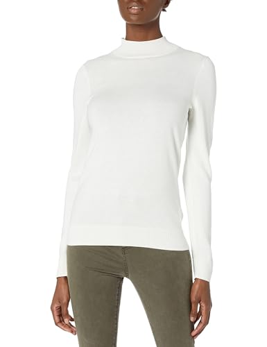 Amazon Essentials Women's Lightweight Mock Neck Fitted Sweater (Available in Plus Size), Ivory...