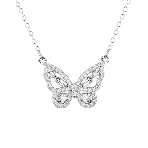 Collier en argent sterling pour femme avec son pendentif papillon étincelant en zircone