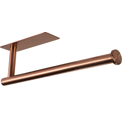 Image of theaoo Rose Gold Paper Towel Holder - Under Cabinet Paper Towel Holder for Kitchen, Adhesive Paper Towel Roll Rack for Bathroom Towel, Wall Mounted Paper Towel Rack, SUS304 Stainless Steel
