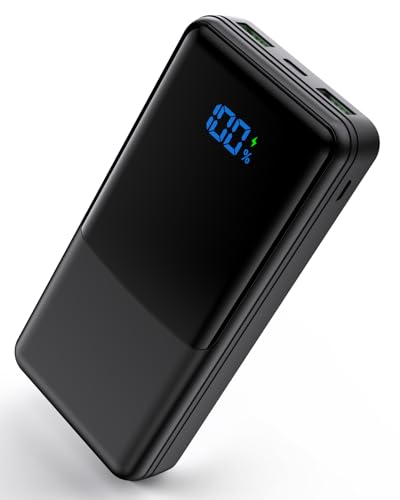 Power Bank 27000mAh Powerbank Schnellladefunktion USB C PD 20W Fast Charge Portable Charger für Samsung Galaxy iPhone Handy Externe Handyakkus mit LED Display 2 Input & 3 Output (Schwarz)