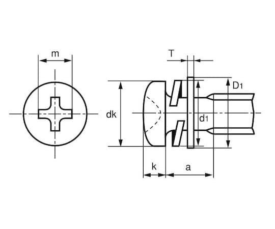 サンコーインダストリー 組込みねじ (+)ナベP=3(鉄(または標準)・クローム) M8×35 10-00-0003-0080-0350-06 サンコーインダストリー 組込みねじ (+)ナベP\u003d4(鉄(または標準)・三価