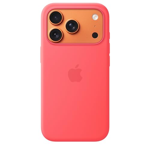 Image of Apple iPhone 17 Pro Silicone Case with MagSafe and Camera Control: Lightweight Phone Case, Wireless Charging Compatible, Smooth Matte Finish; Bright Guava 