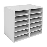 Literature Organizer 12 Slots, Compartments Mail Sorter Organizer, Adjustable Desktop File Organizer with Removable Shelves, Paper Organizer for Home Office School (White, 12 Slots)