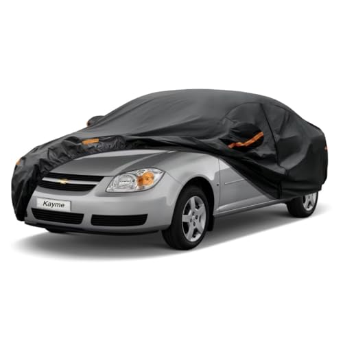 Kayme Sedan Car Cover Fit for Chevrolet Cobalt (2004-2010) Automobiles All Weather Waterproof, Outdoor Cover Sun Rain Protection, with Lock and Zipper