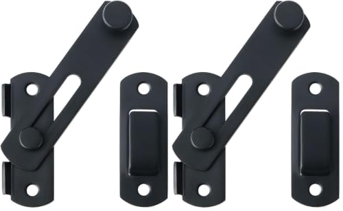 Image of Alise 4 inch Flip Latch Gate Latches, Safety Door Lock for Barn Wood Fence Sliding French Doors,Heavy Duty SUS304 Stainless Steel Gate Hardware Matte Black MS9500-B (Pack of 2)