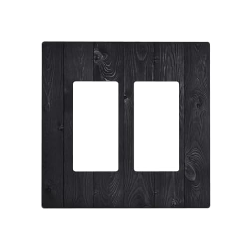 Decorative Outlet Covers Vintage Black Wood Plank Wooden Board 2 Gang Light Switch Cover Plate Double Rocker Wall Plate Switch Plate Covers Faceplate for Farmhouse Home Decor