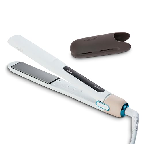 MEDION Glätteisen HS1 (Display, 5 regelbare Hitzestufen, 165° bis 210°, Silikon Schutzhülle, Temperatursensor, Haarglätter. Ideal kombinierbar mit unserer Haarbürste und unserem Haartrockner) weiß