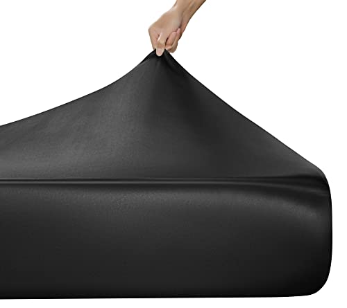 Milvowoc Full Satin Fitted Sheet, Black Fitted Sheet Only Soft Bottom Fitted Sheet, Fitted Bed Sheets - 1 Piece #TOP2