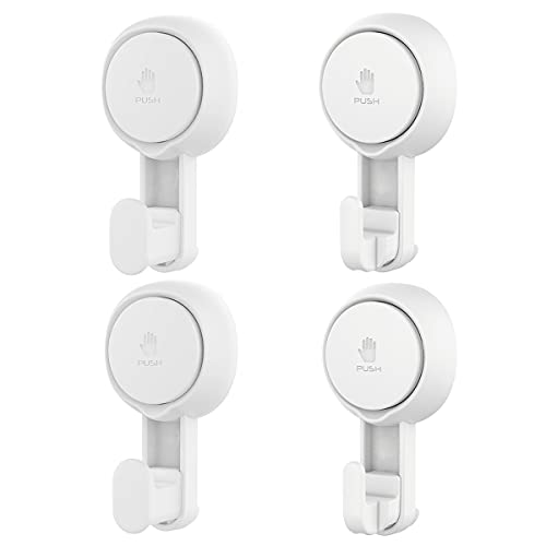 Towel Hooks for bathrooms, 4 Packs Suction Cup Hooks, No Drilling Suction Cups Heavy Duty Shower Hooks Max Hold 11lbs Wreath Hanger Powerful Suction Hooks Waterproof for Bathroom and Kitchen Towel