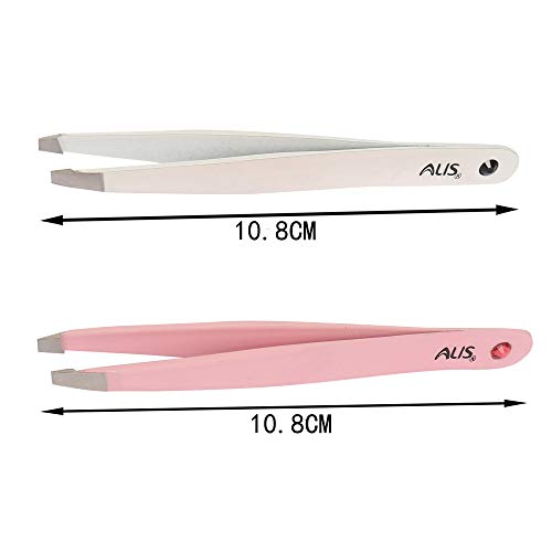 Image of Alis White & Pink Colour Tweezer Plucker Set Precision Tweezers For Eyebrows, Ingrown Hair, Plucking Daily Beauty Tool Set Of 2 Pcs With Travel Case (PINK & WHITE)