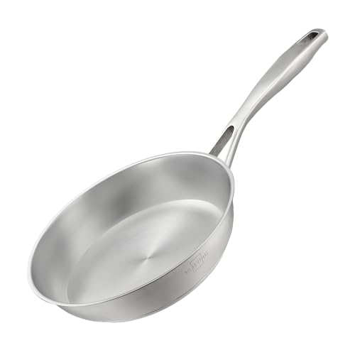 SILBERTHAL Padella acciaio inox 20 cm - Induzione gas e forno 400ºC - Senza rivestimento 18/10 - Triplo fondo