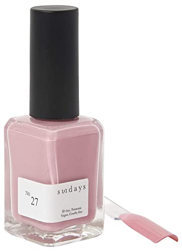 Sundays Non-Toxic Nail Polish, Glossy Shine Finish. No.27: Powder Rose, Long Lasting, Vegan & Cruelty-Free, 1.7 oz