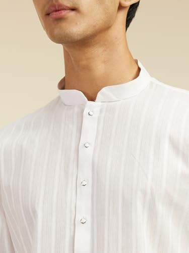 Image of DIWAS BY MANYAVAR Men's Cotton Self Design Striped Kurta (1pc)
