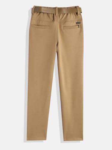 Image of CAVIO Boys Stretchable Solid Regular Fit Trousers with Belt