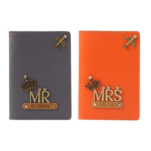 Personalized Passport Cover for Couples | Premium Vegan Leather | Personalised Travel Wallet with Custom Name & Charm | Wedding & Anniversary for Couples-image-30
