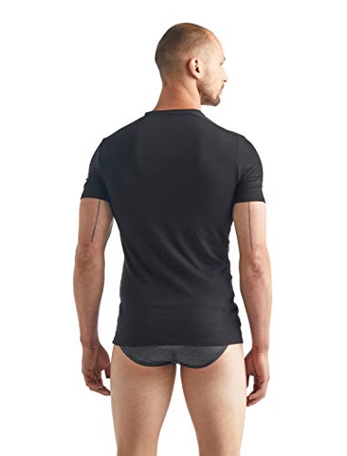 Icebreaker Merino Men's Anatomica Short Sleeve Crewe , Black/Monsoon, Large #TOP2