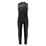 Kinder Mädchen Mock Neck Ärmellos Open Back Faux Diamonds verziert Mesh Patchwork Body