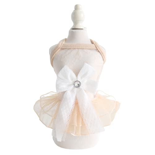 Harikaji Pet Skirt,Dog Lace Princess Skirt Wedding Dresses, Lovely Bow Breathable Pet Clohtes for Cats Puppy Small Dogs (M,Skin)