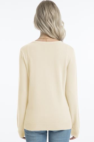 Image of QUALFORT Women's 100% Cotton Lightweight Cardigans Long Sleeve Knitted Button Down Sweater