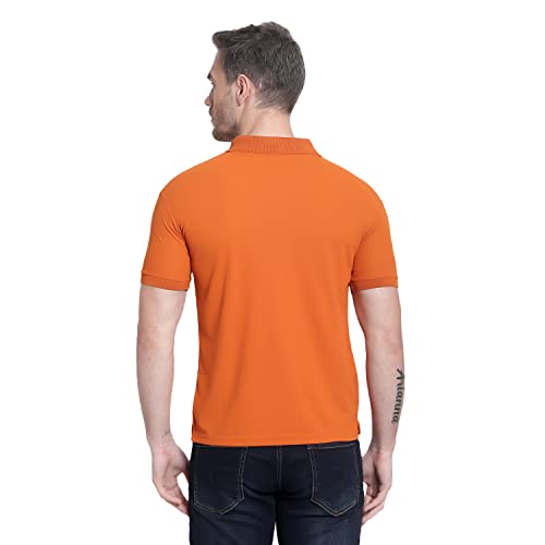 Image of Men's Poly Cotton-Matty Tshirt with Regular Fit Solid Pattern Half Sleeve Standard Length and Button Down Closure|Men's T-Shirts